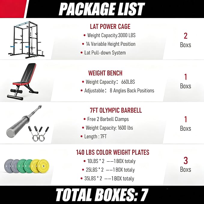 SPORTSROYALS Power Rack, Multi-Functional Power Cage, Squat Rack with Pulley System & LAT Pull Down, Workout Cage with J Hooks for Home Gym