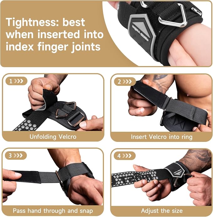 Drip Glue Non-Slip Wrist Straps for Weightlifting, 2-in-1 Lifting Straps with D Rings for Cable Machine Workout, 10mm Neoprene Padded Wrist Wraps for Weight Lifting Deadlift
