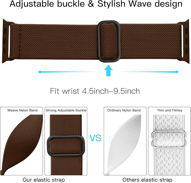 Lerobo Braided Band Compatible with Apple Watch Series 11 10 9 8 7 46mm 45mm 41mm Ultra SE 3 2 1 49mm Series 6 5 4 3 44mm 40mm 38mm 42mm Men iWatch Bands Women Stretchy Nylon Solo Loop Sport Strap