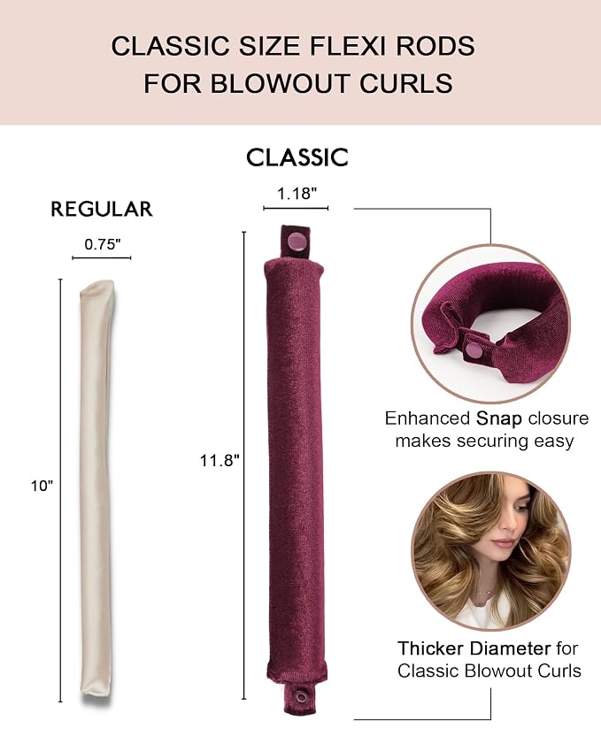 Classic Heatless Curls Overnight Rods No Heat Hair Curlers to Sleep Jumbo Foam Large Hair Rollers for Medium Long Hair Blowout Look, Heatless Flexible Curling Rod Set with Satin Wrap for Sleeping