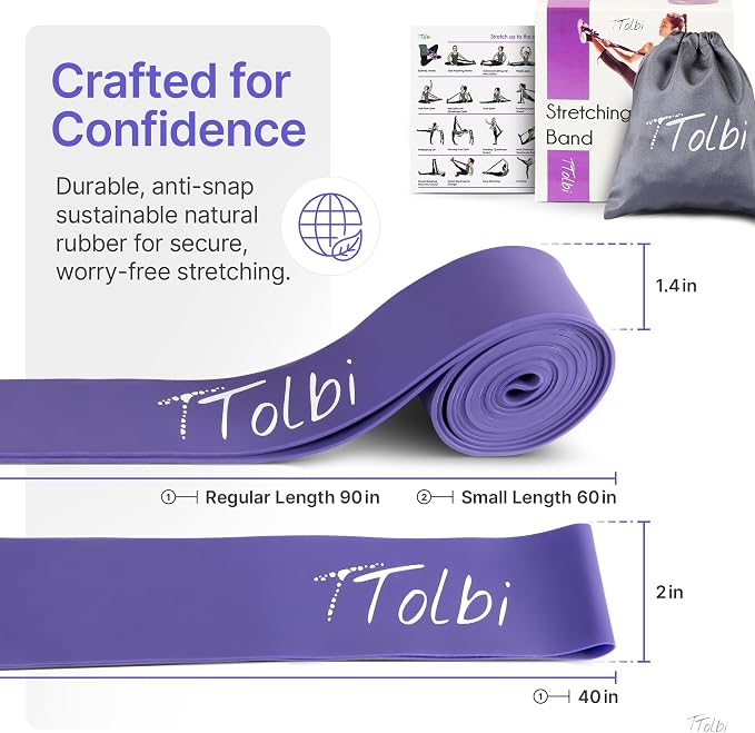 2-Pack Ballet Stretch Bands with Foot Mini Loop, Natural Rubber Dance Bands | Splits and flexibility training for kids, teens and adult dancers, gymnasts and cheerleaders, beginner guide and travel bag