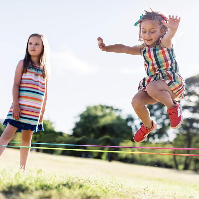 Gejoy 5 Pieces Chinese Jump Ropes for Kids Elastic Stretch Game | Colorful Stretch Rope Elastic Rubber Twist Fitness Game for Outdoor Indoor Play Exercise Toys Recess Party Game