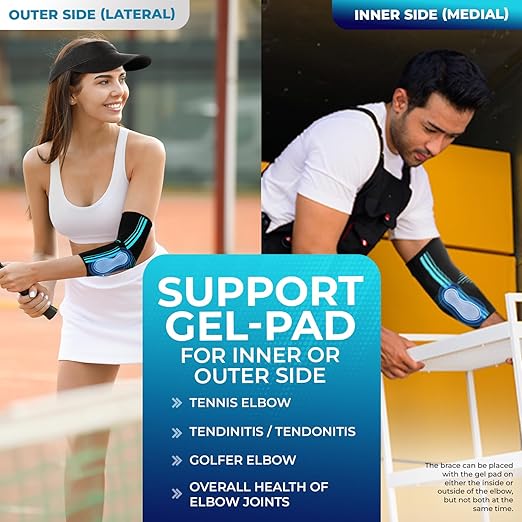 DR. BRACE® Elite Elbow Brace Support, Breathable Elbow Compression Sleeve with Gel Pad for Golfer's, Tennis Elbow & Tendonitis Treatment & Pain Relief