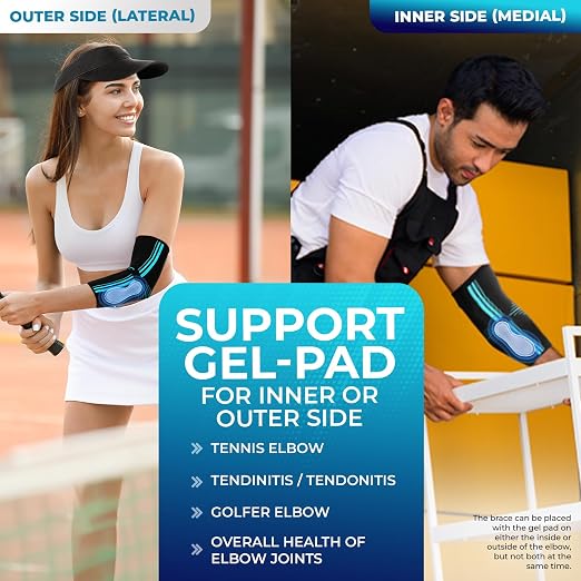 DR. BRACE® Elite Elbow Brace Support, Breathable Elbow Compression Sleeve with Gel Pad for Golfer's, Tennis Elbow & Tendonitis Treatment & Pain Relief