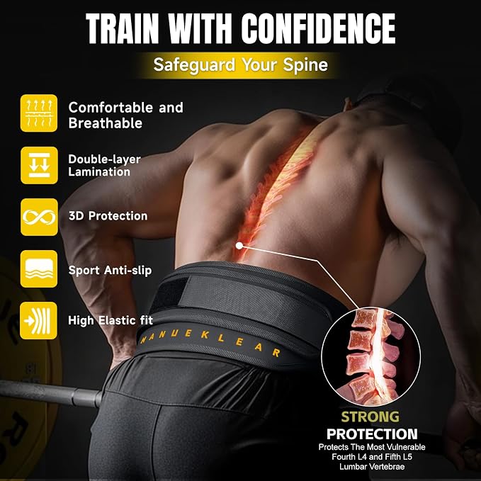 MANUEKLEAR 2-in-1 Weightlifting Belt & Dip Belt with 36.7 IN Rope, Double-Layer Weight Lifting Belts, Powerlifting Gym Weighted Belt for Pull Up Squat