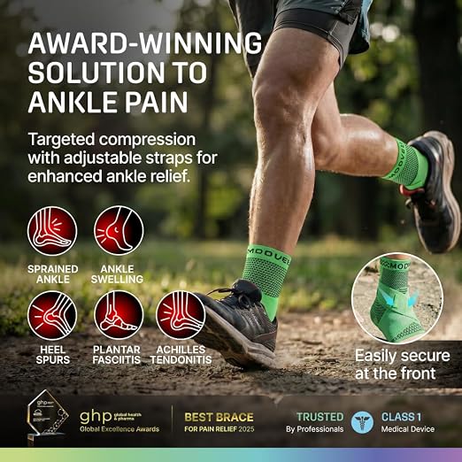 Modvel Foot & Ankle Brace Socks with Adjustable Support Strap – Compression Sleeve for Sprained Ankle, Plantar Fasciitis Relief Tendonitis & Arthritis, Stabilizing Foot & Ankle Support for Women & Men