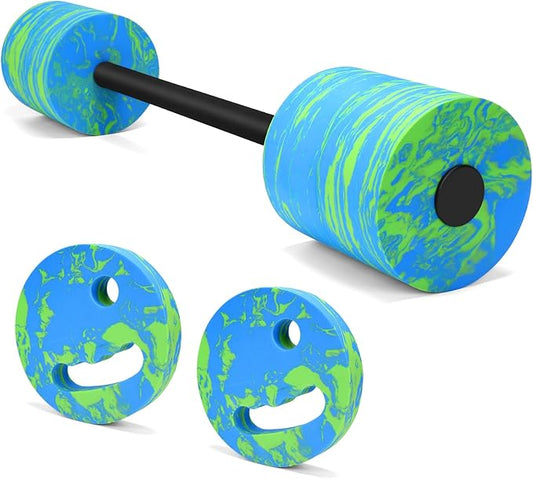 29.3’’Aquatic Exercise Equipment Swim Barbell High Density EVA Foam Pool Swim Dumbbell with Water Exercise Discs Aquatic Fitness Equipment for Adults