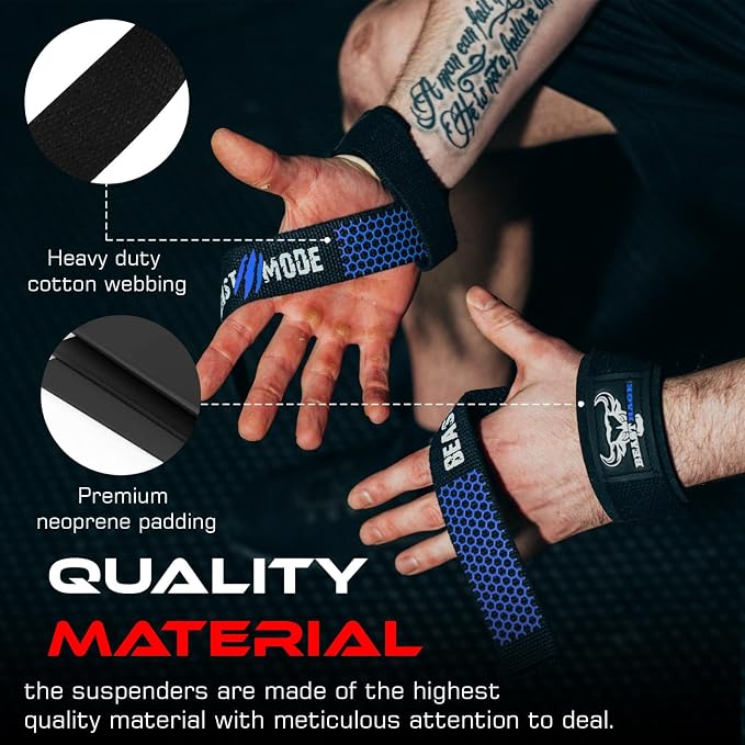 BEAST RAGE Lifting Wrist Straps for Weightlifting, Straps Gym Grip Power Workouts Lifting Straps Padded Neoprene & Premium Cotton Men Women, Deadlift Bodybuilding Exercise Lifting Straps
