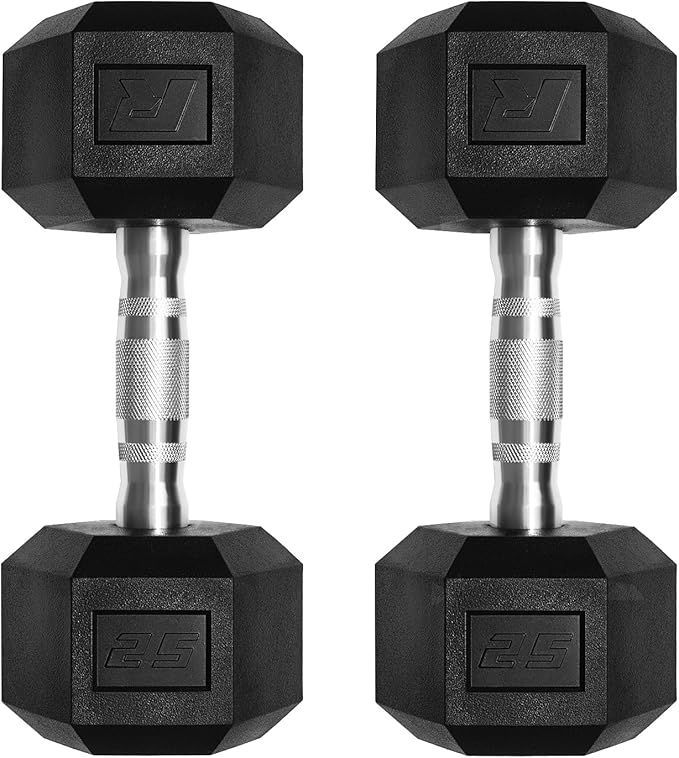 RitFit 5-650 LBS PVC Hex Dumbbell Sets with Optional Rack for Home Gym | PVC Coated Anti-Roll Hex Design, Chrome Handle with Ergonomic Grip, Full Body Strength Training with Optional Rack