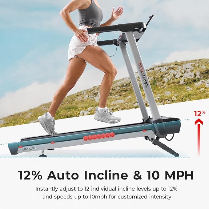 Sunny Health & Fitness Smart Wi-Fi Treadmill with Auto Incline