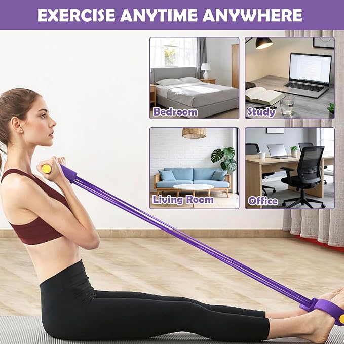 Pedal Resistance Band with Handle,4/6/8 Tubes Options,Full-Body Use | Premium Thick-Gauge TPE Tubes 25-45lbs with 300% Stretch,Sturdy PVC Foot Straps,Multiple Workout Modes for Full-Body Training