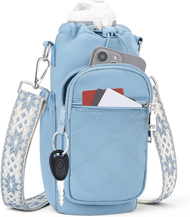 Water Bottle Carrier Bag with Strap, Insulated Corssbody Purse