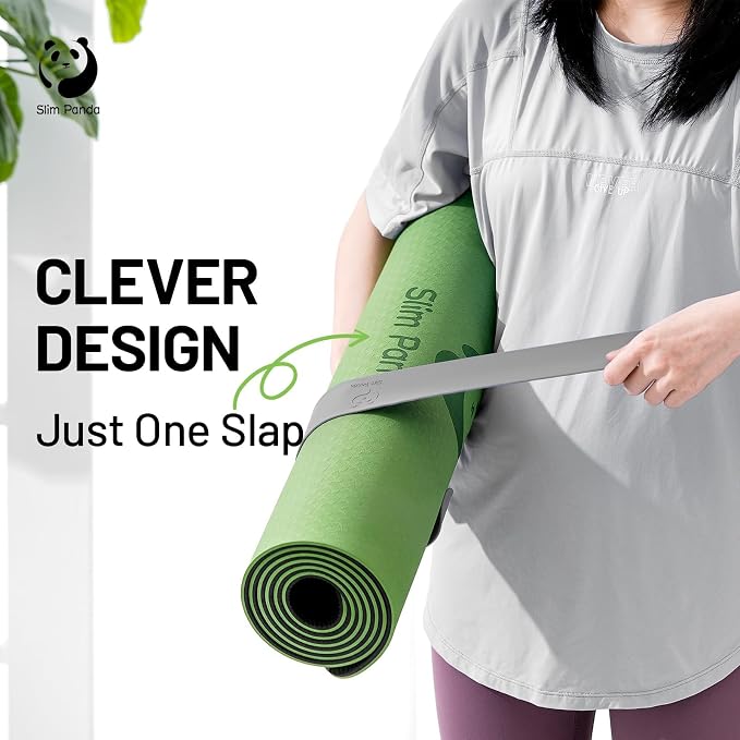 Yoga Mat Strap Slap Band, One Snap Keeps Mats Tightly Rolled, Heavy-Duty Clasp Fits Most Size Mats(24" L X 2" W)