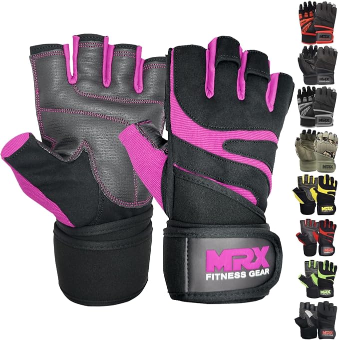 MRX Weightlifting Gloves for Men Workout Gloves Mens Wrist Support Lifting Gloves Male Gym Gloves | Workout Gym Accessories for Men Weight Lifting Fingerless Gym Exercise for Powerlifting