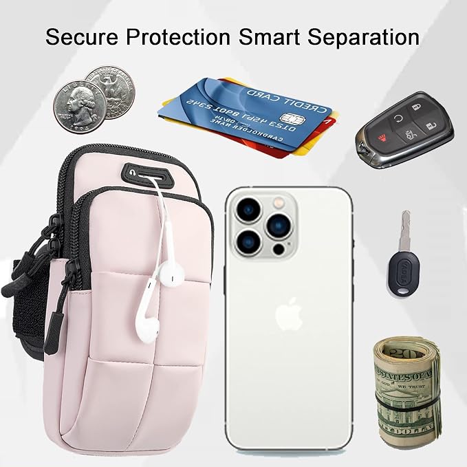 Prime Comfort Phone Holder, Arm Bands for Workout, Use for Running, Walking, Hiking & Biking (Pink)
