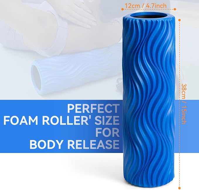 SUBCULTUREPICK Medium Density Foam Roller for Deep Tissue Muscle Massage | 15" Wave Textured Muscle Back Roller for Back and Leg Muscles - Self Myofascial Release of Painful, Fitness for Pilates, Yoga