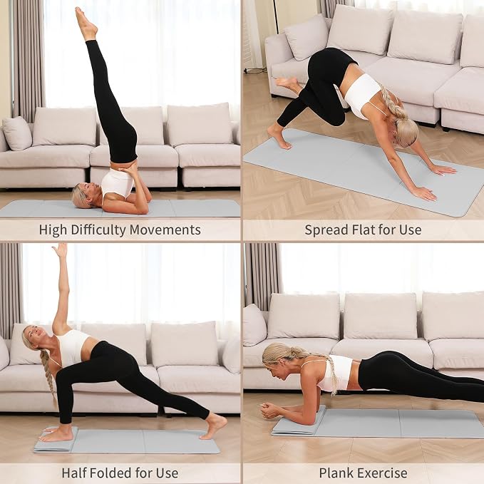 PAIDU Foldable Yoga Mat 10mm Thick, 75"x26" Non-Slip Fitness Exercise Mat | SGS Certified| uick Fold，Easy Storag，Portable for Yoga/Pilates/Studio/Home Workout