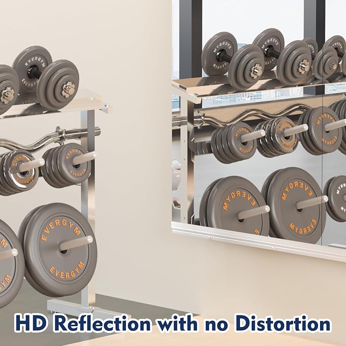 Snowdool Home Gym Mirror, 48''X24''(Each) -3PCS Full Body Mirror for Yoga, Garage, Dance Studio, Anti-Rust, Tempered Glass,Frameless Mirrors, Wall-Mounted Large Workout Mirrors