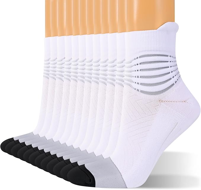 IRAMY Compression Ankle Support Socks Women - Wicking, Cushioned Athletic, Plantar Fasciitis Relief 2/3/6 Pairs