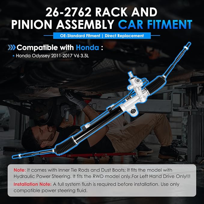 26-2762 Hydraulic Power Steering Rack and Pinion Fit for Honda Odyssey 2011-2017 V6 3.5L Automotive Replacement Rack & Pinion Assembly 53601-TK8-A01 53601TK8A01