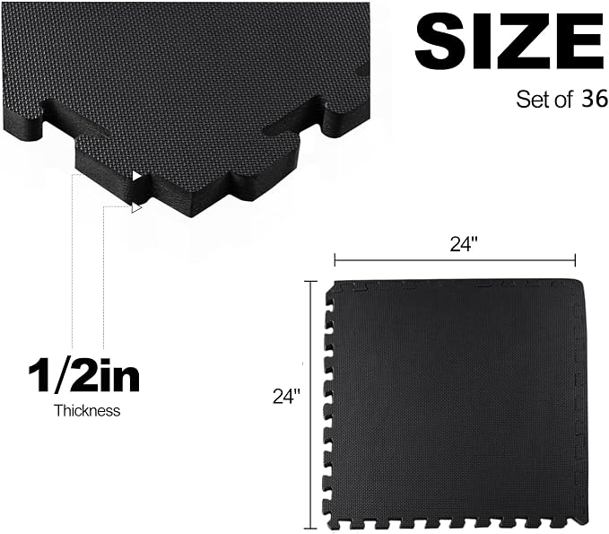 Elevon Puzzle Exercise Gym Flooring Mat, EVA Interlocking Foam Tiles Workout Mat for Home Gym, Fitness Equipment, MMA, Gymnastics, Shock-Absorbing Exercise Mat, Multi-Color