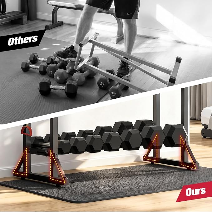 Dumbbell Rack Stand Only, Adjustable Weight Rack for Home Gym, Capacity Weight Storage Stand, Kettlebell & Dumbbell Organizer, Space-Saving Fitness Equipment Rack