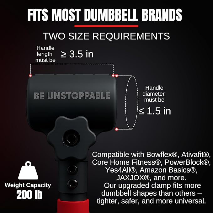 Dumbbells to Barbell Converter Set, Adjustable Weights, 200 lb Capacity, Steel Clamp, Home Gym