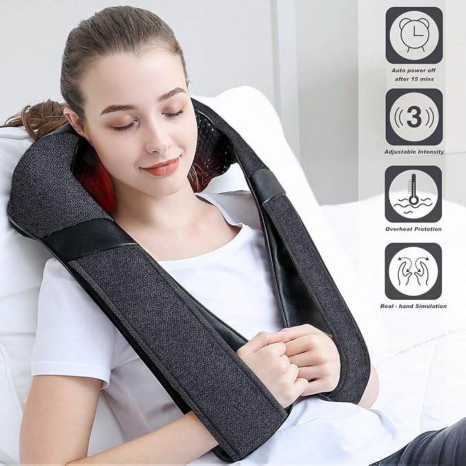 Mirakel Gifts for Women Men, Neck Massager for Pain Relief Deep Tissue, Electric Shiatsu Shoulder & Back Massager with Heat, Christmas Mom Dad Gifts for Wife Husband Her Him Fathers Day (NOT Cordless)