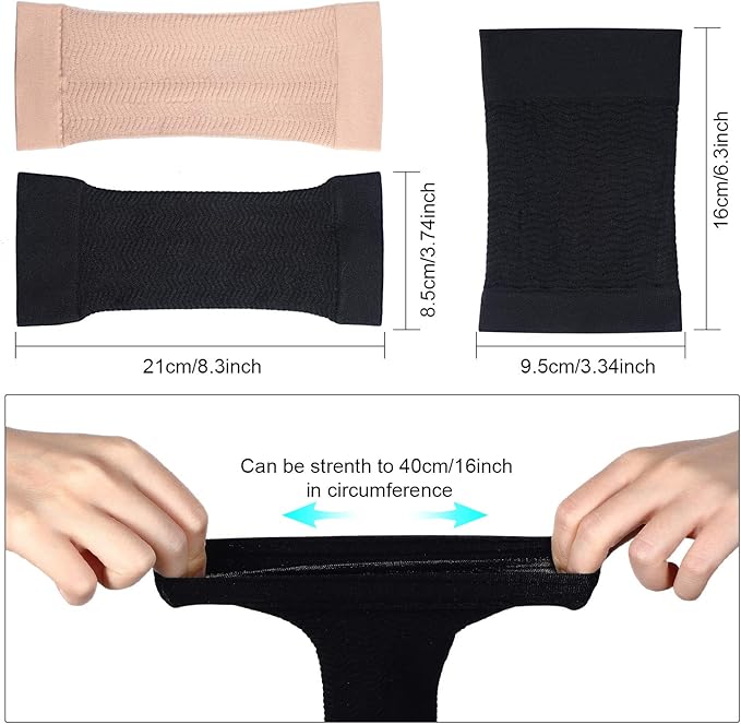 2 Pair Upper Arm Compression Sleeves, 1 Pair Calf Sleeves, Plus Size Women | Flabby Arm Slimmer, Arm Shaper Wraps, Snug Fit, Slimming Look