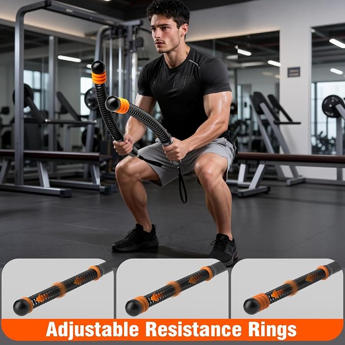 Ropeless Battle Ropes with Adjustable Weights, Portable Cordless Battle Ropes for Home Gym, HIIT & Low Impact Cardio Workouts, Compact Gym Equipment for Men & Women (Black)