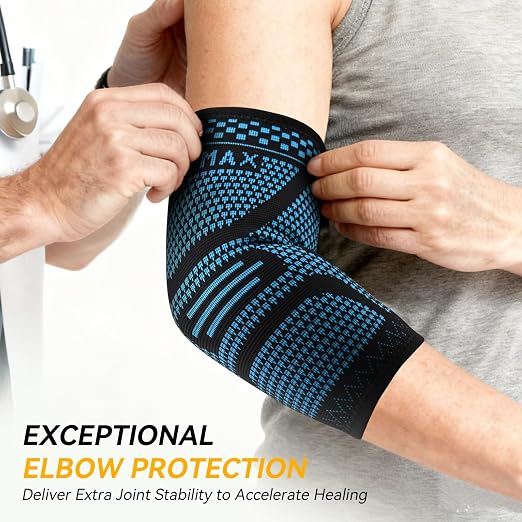 INDEEMAX Copper Elbow Compression Sleeve, 2 Pack Elbow Brace for Tendonitis | Elbow Sleeve for Women Men, Arm Support for Tennis & Golfer's Elbow, Joint Pain Relief, Arthritis, Bursitis, Weightlifting
