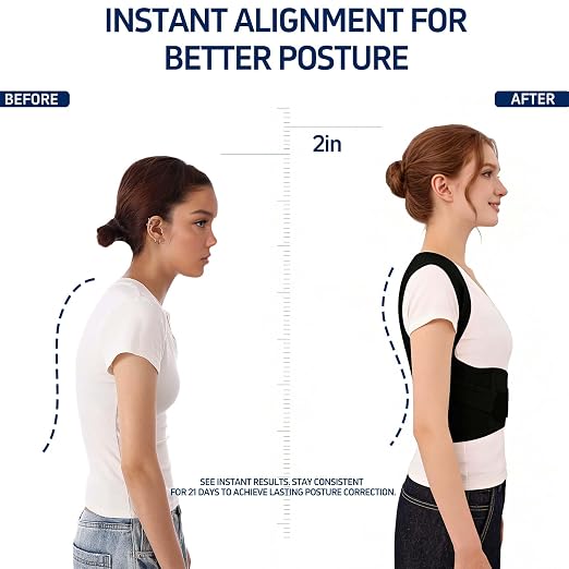 Back Brace Posture Corrector for Women and Men Full Support for Posture Correction & Scoliosis Hunchback Corrector de Postura para Hombre y Mujer Upper Thoracic Back Straightener Black, XXX-Large