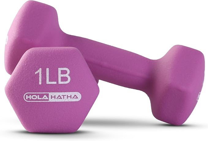 HolaHatha 1, 2 and 3 lb Neoprene Dumbbell Strength Training Weight Set with Rack