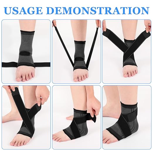 Youth Ankle Support Sleeve with Arch Support, Heel & Growth Plate Stabilizer Sleeve, Breathable Compression Brace for Sports Activities (Black, L)
