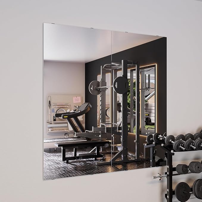 53”x26” Gym Mirror for Home Gym Wall 2-Pack，Glassless Shatterproof Mirrors | 5 lbs Ultra Lightweight Full Length Mirror Wall Mounted,Frameless Garage Gym Mirror with Easy Install Kit