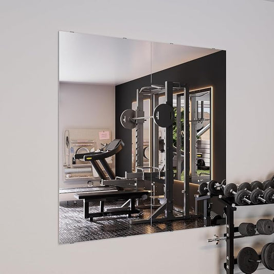 53”x26” Gym Mirror for Home Gym Wall 2-Pack，Glassless Shatterproof Mirrors | 5 lbs Ultra Lightweight Full Length Mirror Wall Mounted,Frameless Garage Gym Mirror with Easy Install Kit