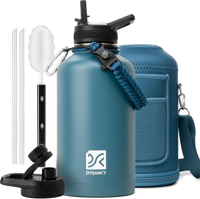 DYSANKY Insulated Water Bottle with Portable Carrier Bag for Outdoor 64 oz
