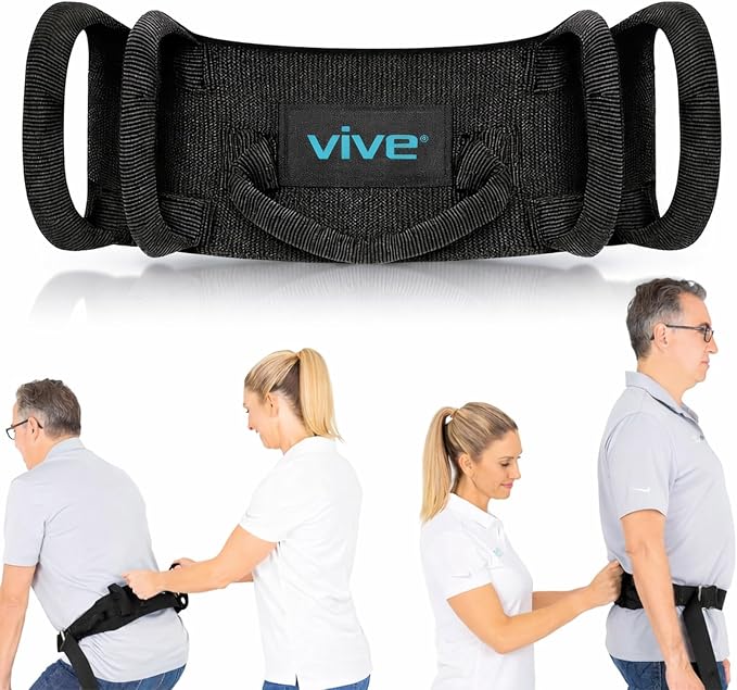 Vive Gait Belt (350lbs) Transfer Belt with Handles - Medical Nursing Safety Patient Assist - Bariatric, Elderly, Handicap, Physical Therapy - PT Gate Strap Quick Release Metal Buckle, Grabbing Teeth | Patient Assist - Bariatric, Elderly, Handicap, Phys...
