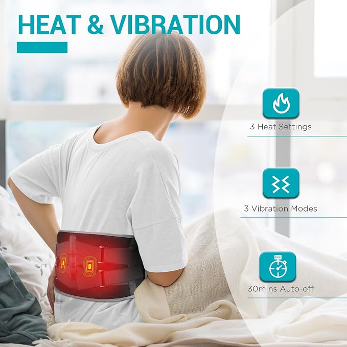 Comfytemp Cordless Heating Pad with Massager for Back, Gifts for Women Men | FSA Eligible HSA, Portable Lower Back Massager, Rechargeable Wireless Electric, Birthday Mom Dad Seniors 3 Heat 30mins 58"Up
