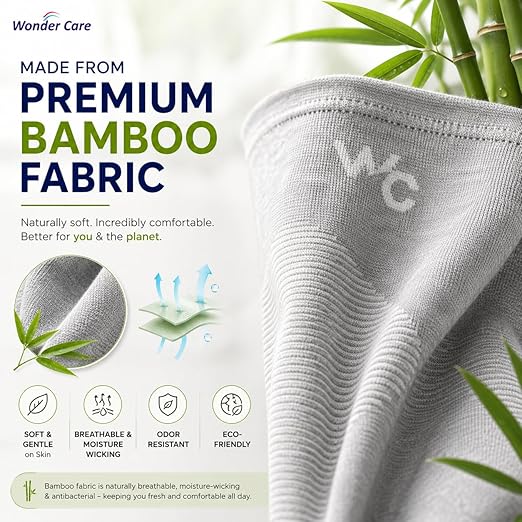 Wonder Care 2-Pack Bamboo Knee Compression Sleeve for Men and Women, Compression Knee Sleeve for Running, Volleyball, Gym Weightlifting Made from Bamboo Yarn, Perfect Knee Brace for Knee Pain and Enhanced Comfort - 1 Pair