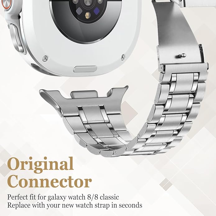 Metal Band for Samsung Galaxy Watch 9 8 40mm 44mm/Classic 46mm Men Women | Stainless Steel, No Gap Strap, Link Bracelet for Samsung Galaxy Watch 8 9 44 40mm/8 Classic 46mm, Business to Casual
