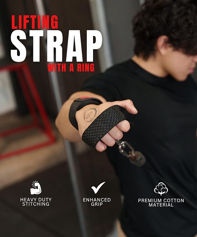 Ekkovision EKKO Weight Lifting Straps With Cuffed D Ring, Wrist Support for Men, Heavy Duty Thick Comfortable Lifting Straps, Secure Fit, Enhanced Grip, Straps for Weightlifting & Gym Training
