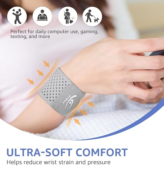 Wrist Compression Wraps 2-Pack, Wrist Brace Wrist Support for Sports, Mouse Hand, Mother's Hand, Carpal Tunnel Arthritis, Tendonitis - Premium Elastic & Breathable Mesh Fabric, One Size (Gray)