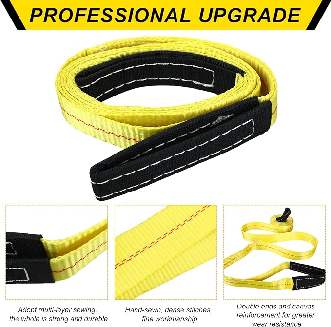 2 Pcs 10' x 2" Lifting Sling Straps Heavy Duty Web Slings Lifting Polyester Nylon Sling Web Slings Tree Saver Recovery Strap for Hoist Car Constructions Steel Trailer Outdoor Using