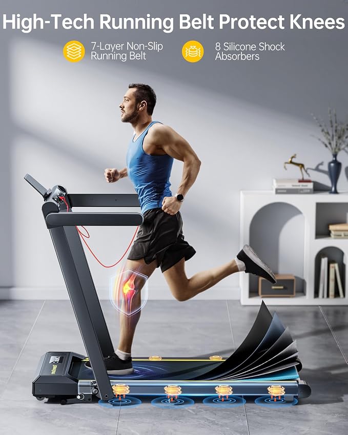 TOPUTURE Walking Pad Treadmill with 12% Incline, 4 in 1 Foldable Treadmill with Handle Bar for Home/Office, Under Desk Treadmills Portable Folding Walking Pad with App & Bluetooth Speaker, 0.6-10MPH