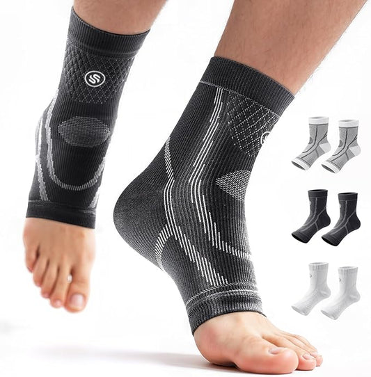 3 Pairs Ankle Compression Sleeve for Achilles Plantar Fasciitis Socks, [Upgraded Ultra Breathable] Neuropathy Socks Ankle Brace for Women & Men, Tendonitis Relief, Heel Pain,Foot Pain and Swelling in Ankle Support