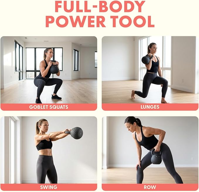Squatz Soft Drop Kettlebell Set for Home Gym Strength Training - Cushioned Base Kettlebell Set with Wide Grip Handle, Floor-Safe Design, 15 lb, 20 lb, and 25 lb Weights for Full Body Workouts