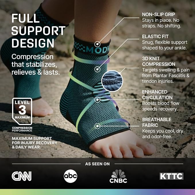Modvel Foot & Ankle Brace Socks for Sprained Ankle Compression Sleeve - Foot Support for Women & Men - Tendonitis & Arthritis Ankle Brace Sports Running, Torn Ligaments & Women Stabilizing Ankle Wrap