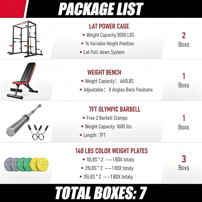 SPORTSROYALS Power Rack, Multi-Functional Power Cage, Squat Rack with Pulley System & LAT Pull Down, Workout Cage with J Hooks for Home Gym