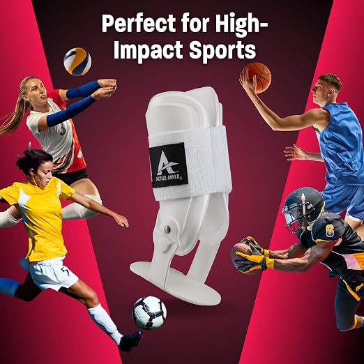 Active Ankle T2 Ankle Brace, Medium, White, Rigid Support for Men 7-10 & Women 8-11 Shoe Size, Adjustable Brace for Sprained Ankle, Volleyball & Cheerleading, Lightweight EVA Padding, Fits Left or Right Foot